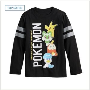 🌻 NWT Pokémon Boys Long Sleeve Graphic Tee - Pikachu & Paldea Starters - Size 4